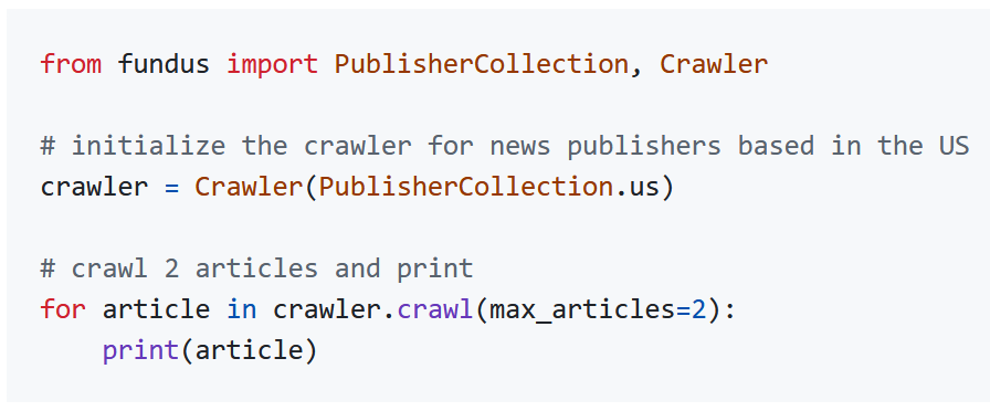 Example code for crawling two articles